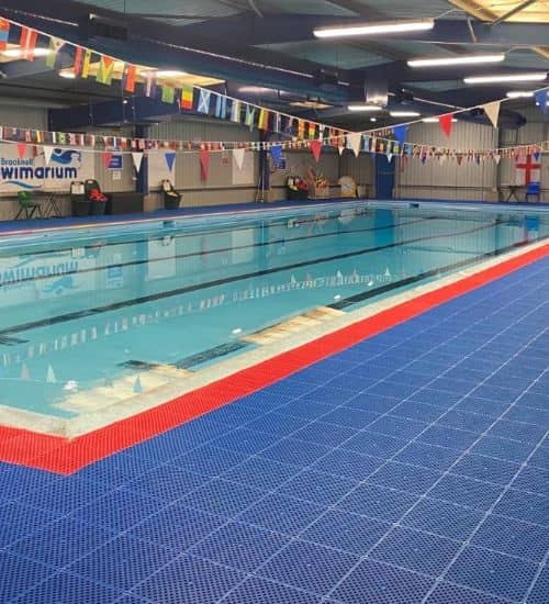 Blue swimming pool mat