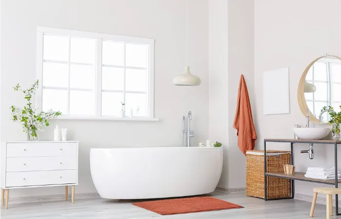 Side Viwe White Bath Mat