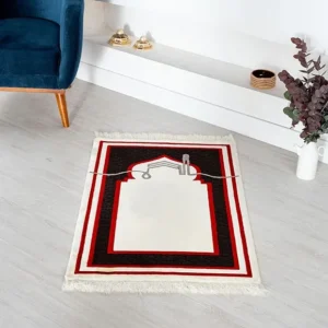 Black Plush Velvet Islamic Prayer Rug