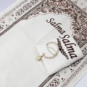 Cream Prayer Mat and Tasbih Set