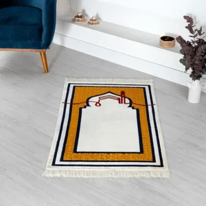 Golden Yellow Plush Velvet Prayer Rug