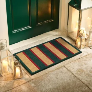 Heritage Green Stripe Natural Coir Doormats