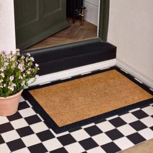 Natural Black Border Printed Coir Doormat