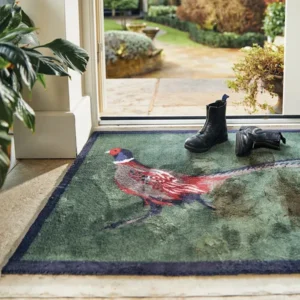 Pheasant Green Recycled Washable Doormats Design