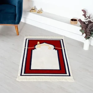 Red Plush Velvet Islamic Prayer Rug