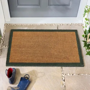 Sage Green Border Natural Coir Doormats