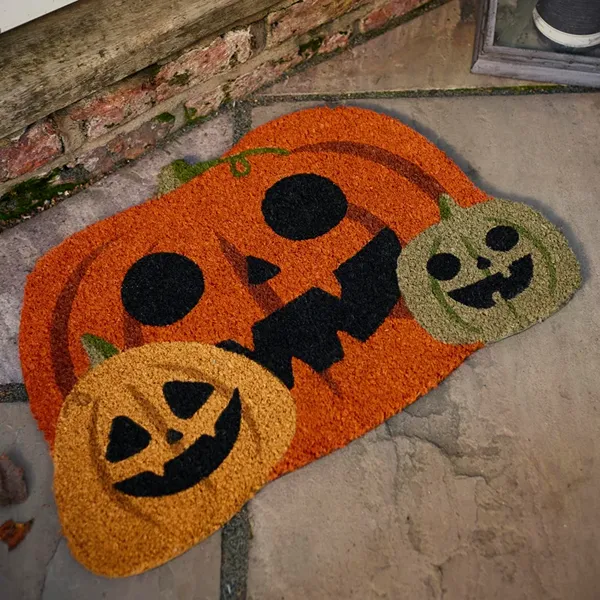 Shaped Halloween Pumpkin Natural-Coir Doormat (2)