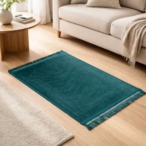 Teal Padded Non-Slip Plush Prayer Rug